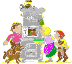 Der Bratapfel brutzelt im Ofen