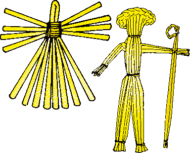 Engel und Hirte aus Strohhalmen